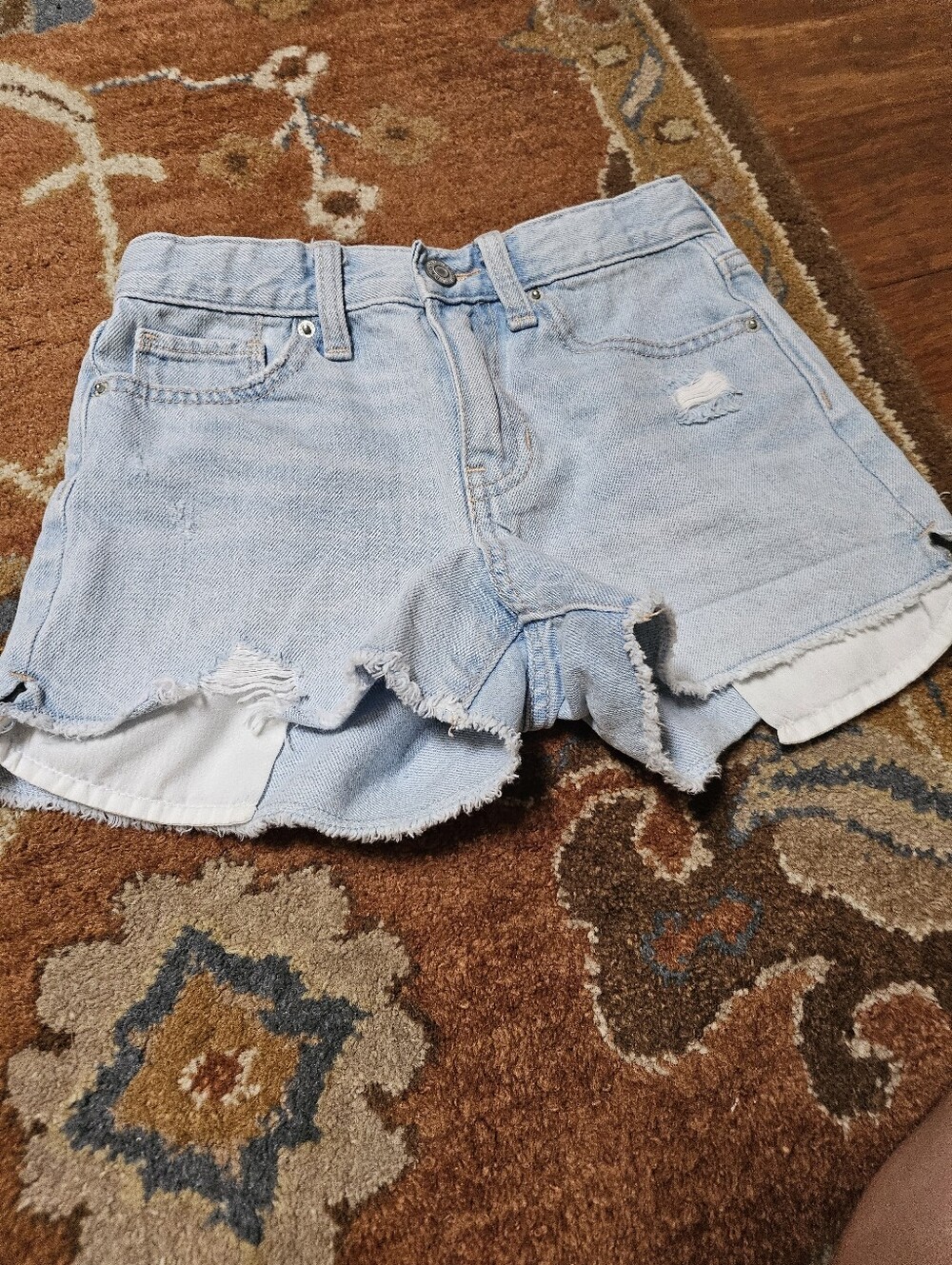 Light Blue Distressed Denim Kid's Shorts